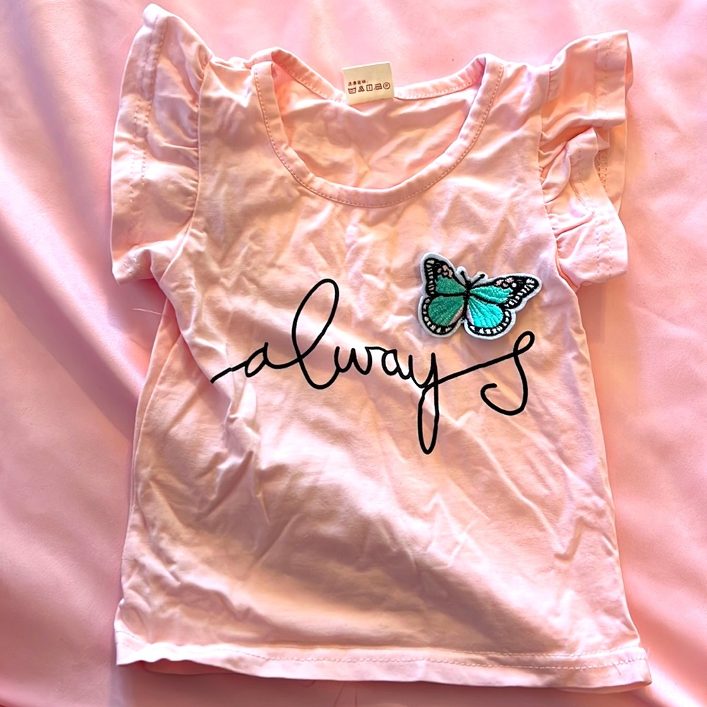 Short sleeve shirt 18-24 months pink with butterfly
